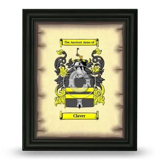 Claver Coat of Arms Framed - Black