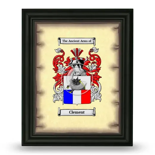 Clement Coat of Arms Framed - Black
