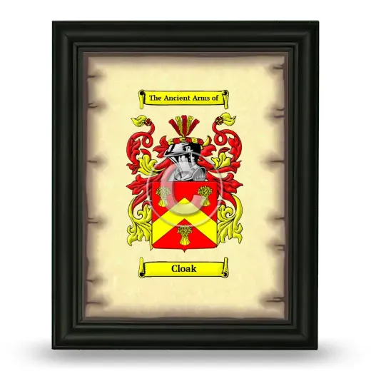 Cloak Coat of Arms Framed - Black