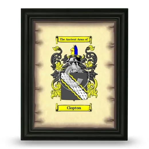 Clopton Coat of Arms Framed - Black