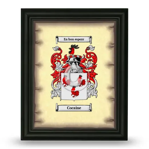 Cocaine Coat of Arms Framed - Black