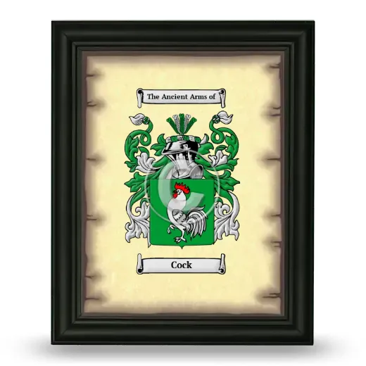 Cock Coat of Arms Framed - Black