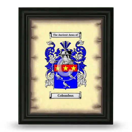 Columbus Coat of Arms Framed - Black