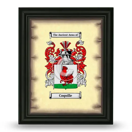Coquille Coat of Arms Framed - Black