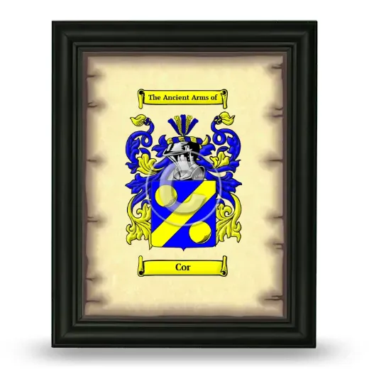 Cor Coat of Arms Framed - Black