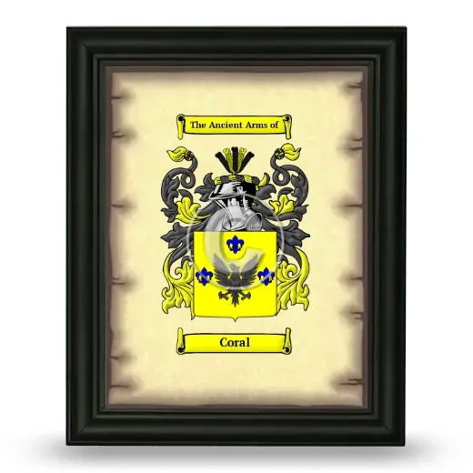 Coral Coat of Arms Framed - Black