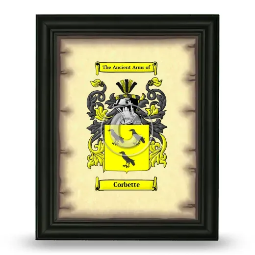 Corbette Coat of Arms Framed - Black