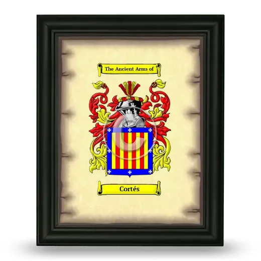 Cortés Coat of Arms Framed - Black
