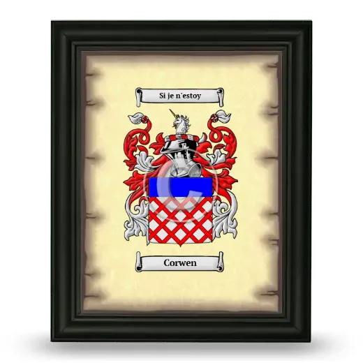 Corwen Coat of Arms Framed - Black