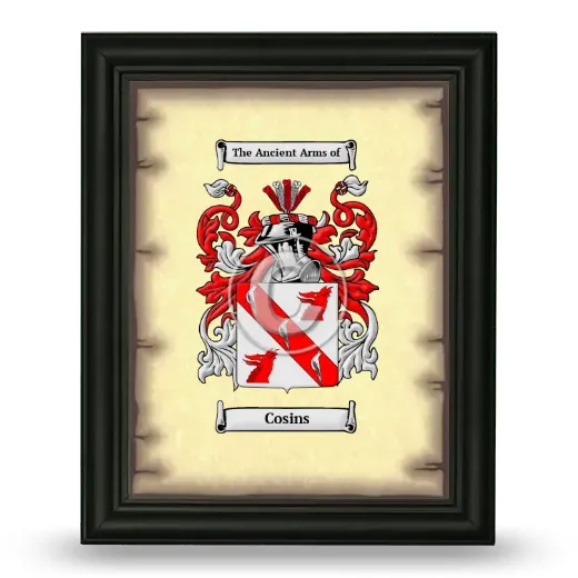 Cosins Coat of Arms Framed - Black