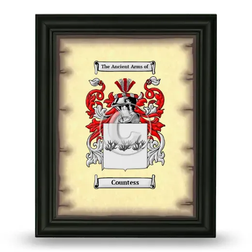 Countess Coat of Arms Framed - Black