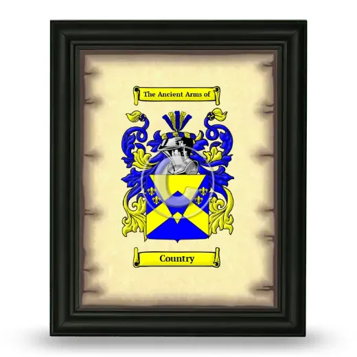 Country Coat of Arms Framed - Black