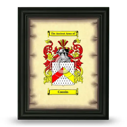 Cousin Coat of Arms Framed - Black