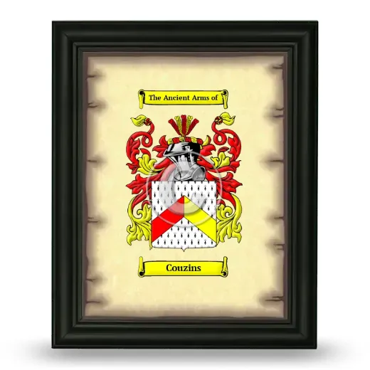 Couzins Coat of Arms Framed - Black