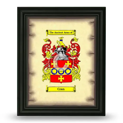 Cran Coat of Arms Framed - Black