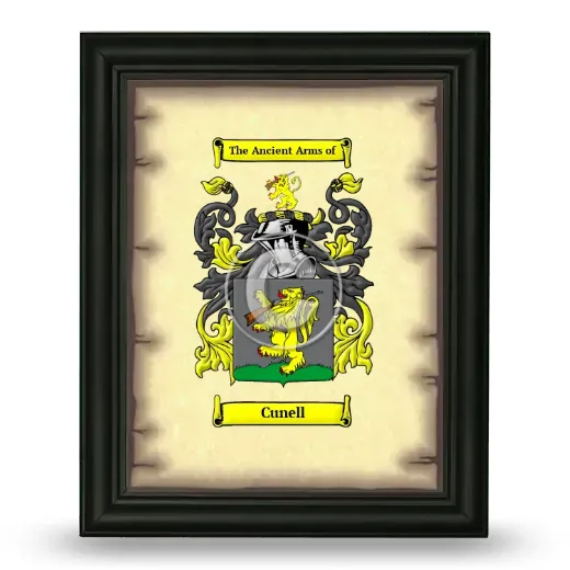 Cunell Coat of Arms Framed - Black