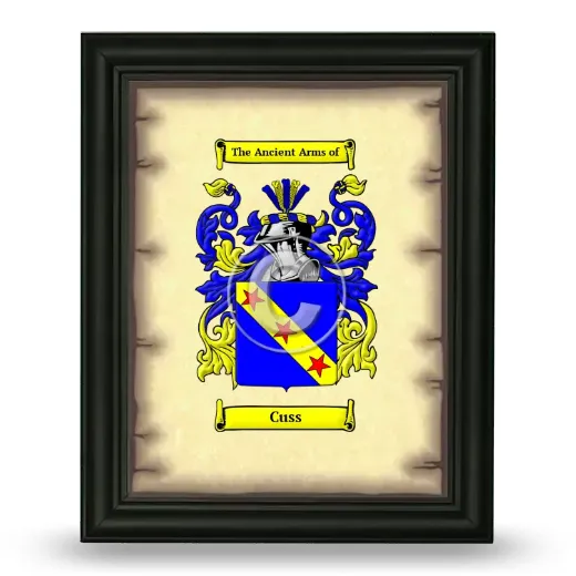 Cuss Coat of Arms Framed - Black