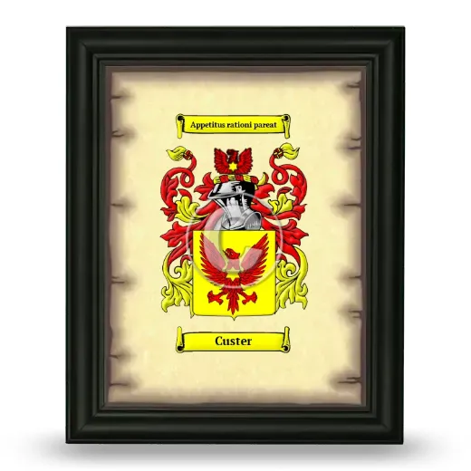 Custer Coat of Arms Framed - Black