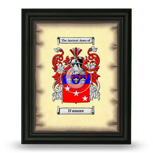 D'amore Coat of Arms Framed - Black