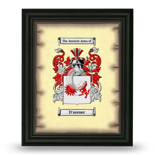 D'arener Coat of Arms Framed - Black