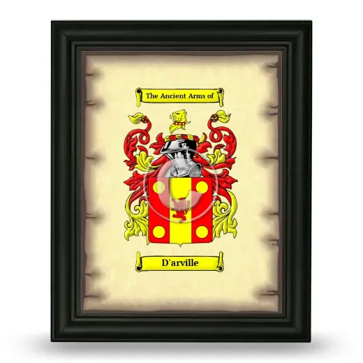 D'arville Coat of Arms Framed - Black