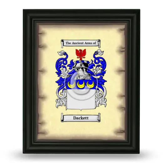 Dackett Coat of Arms Framed - Black