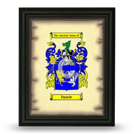 Dancie Coat of Arms Framed - Black