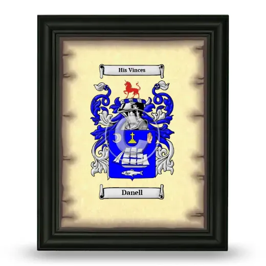Danell Coat of Arms Framed - Black