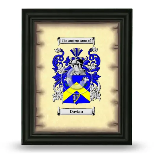 Daviau Coat of Arms Framed - Black