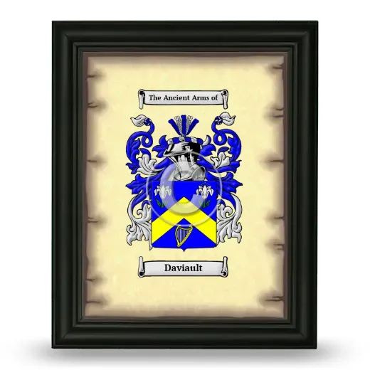 Daviault Coat of Arms Framed - Black