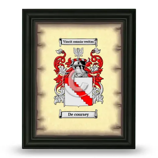 De coursey Coat of Arms Framed - Black