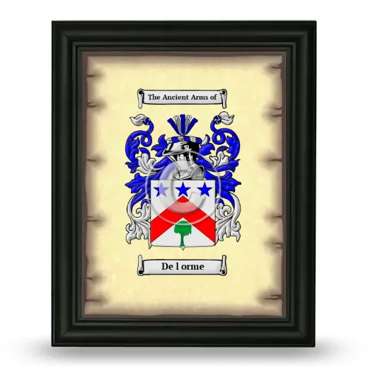 De l orme Coat of Arms Framed - Black