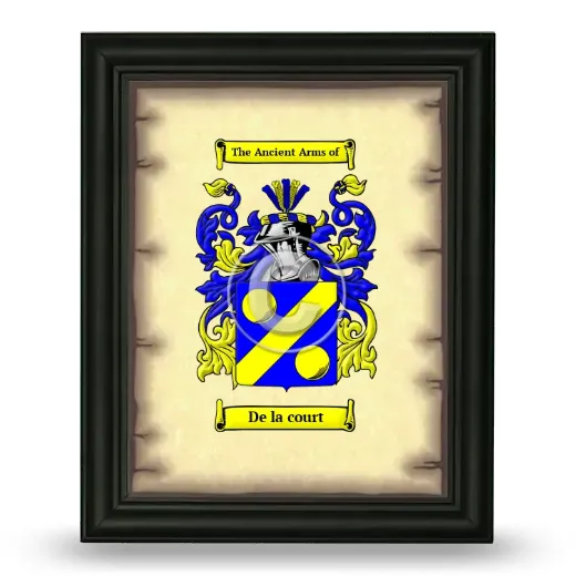De la court Coat of Arms Framed - Black