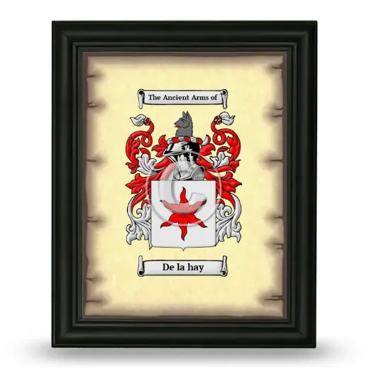 De la hay Coat of Arms Framed - Black