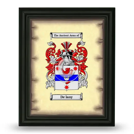 De lany Coat of Arms Framed - Black