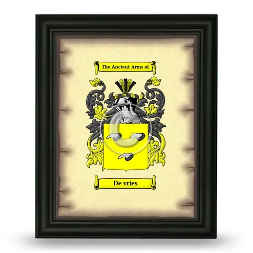 De vries Coat of Arms Framed - Black