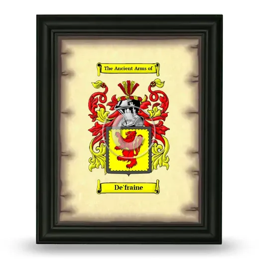 De'fraine Coat of Arms Framed - Black