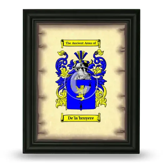 De'la'bruyere Coat of Arms Framed - Black
