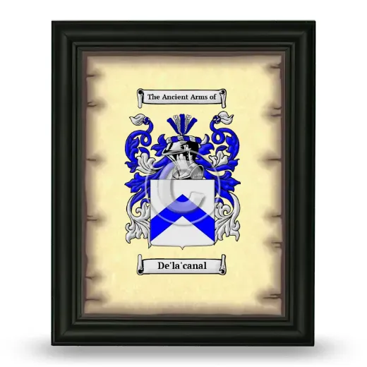 De'la'canal Coat of Arms Framed - Black