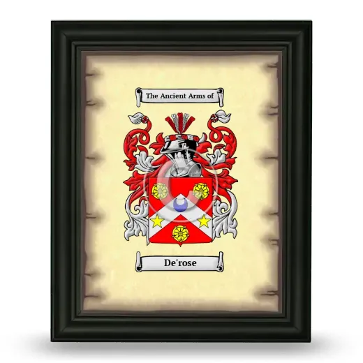 De'rose Coat of Arms Framed - Black