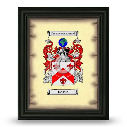De'vile Coat of Arms Framed - Black