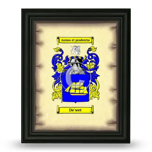 De'wet Coat of Arms Framed - Black