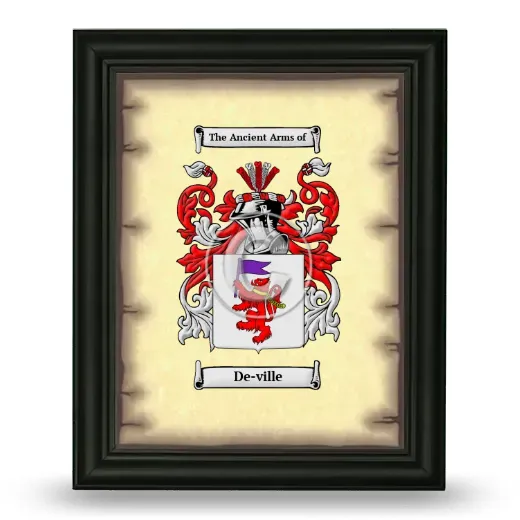 De-ville Coat of Arms Framed - Black