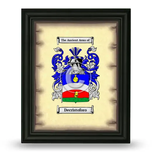 Decristoforo Coat of Arms Framed - Black