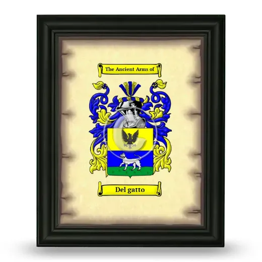 Del gatto Coat of Arms Framed - Black
