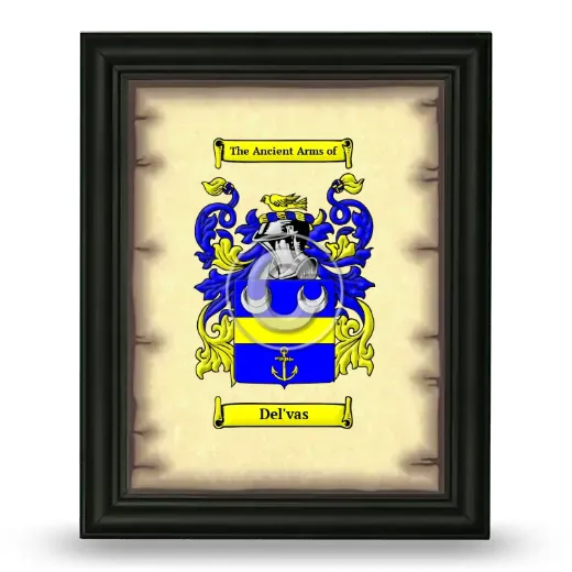 Del'vas Coat of Arms Framed - Black