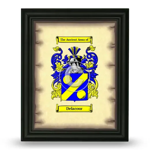 Delacour Coat of Arms Framed - Black