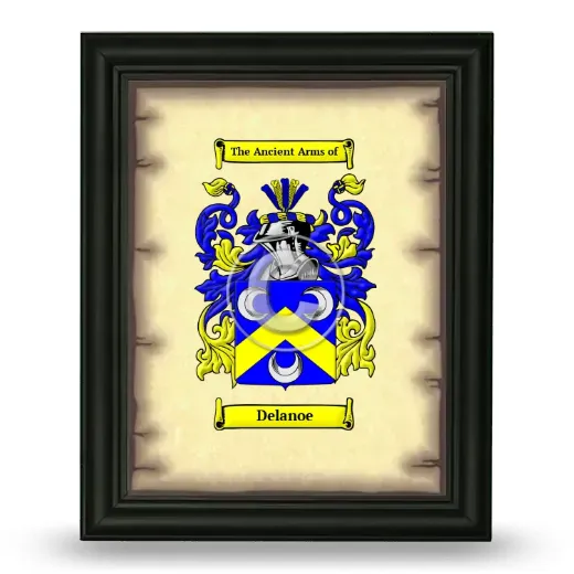 Delanoe Coat of Arms Framed - Black