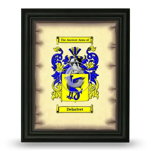 Delarivet Coat of Arms Framed - Black