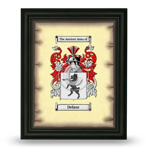 Delaur Coat of Arms Framed - Black